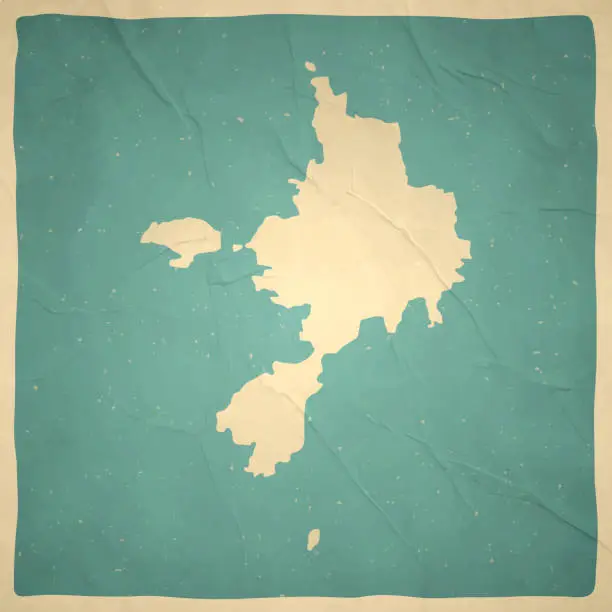 Vector illustration of Sark map in retro vintage style - Old textured paper