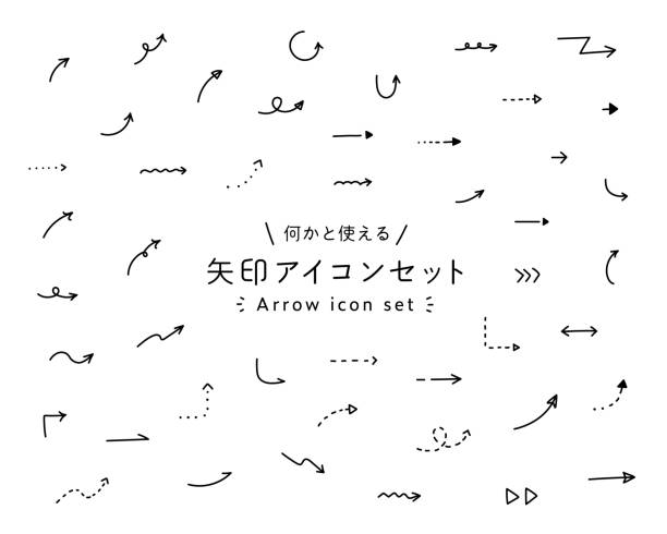 A set of simple icons with hand-drawn arrows. A set of simple icons with hand-drawn arrows.
Japanese means the same as the English title. arrow stock illustrations