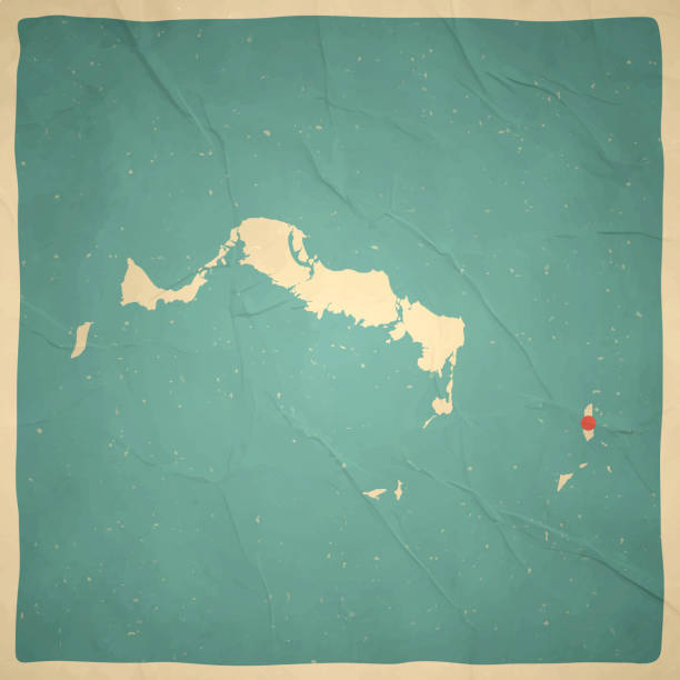 mapa turks i caicos w stylu retro vintage - stary papier teksturowany - turks and caicos islands caicos islands bahamas island stock illustrations