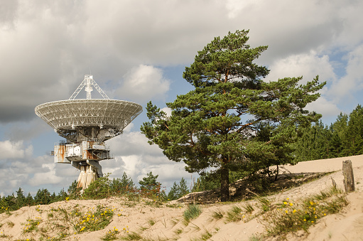 A huge soviet radio telescope near abandoned military town Irbene in Latvia