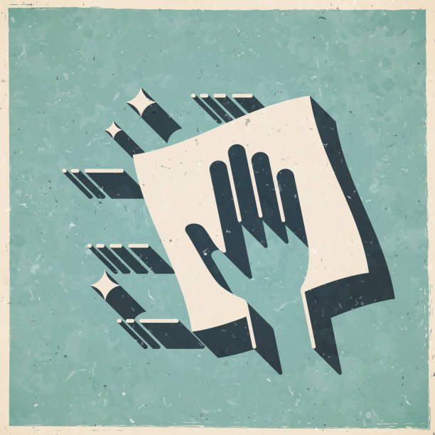 istock Clean and sanitize with wipes. Icon in retro vintage style - Old textured paper 1330871004