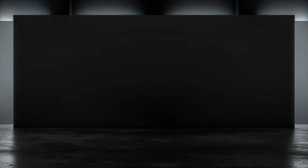 istock Empty Modern gallery interior concrete floor with blank decorative wall. Museum and exhibition background concept. 3D Rendering 1330879561