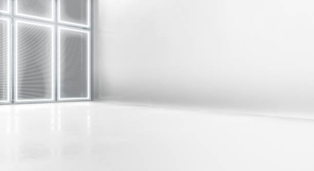 istock Futuristic abstract background glowing lines and reflection, Neon Light Shapes On Empty Concrete Space. 3D Rendering. 1330879916