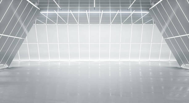 istock Illuminated corridor interior design. Abstract Futuristic tunnel with light and reflection background. 3D rendering. 1330880368