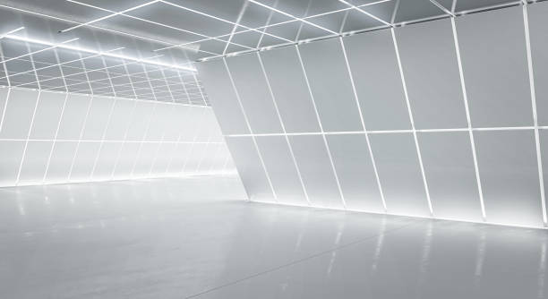 istock Illuminated corridor interior design. Abstract Futuristic tunnel with light and reflection background. 3D rendering. 1330880376