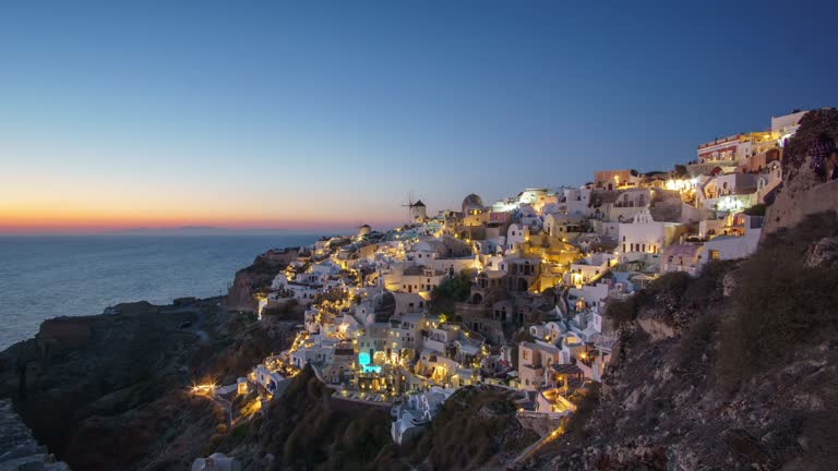 Time lapse Day to night Santorini the world famous place in the world