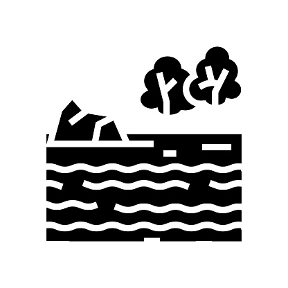 river landscape glyph icon vector. river landscape sign. isolated contour symbol black illustration