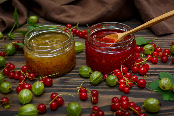 istock Jam and red currant and gooseberry berries 1330885990