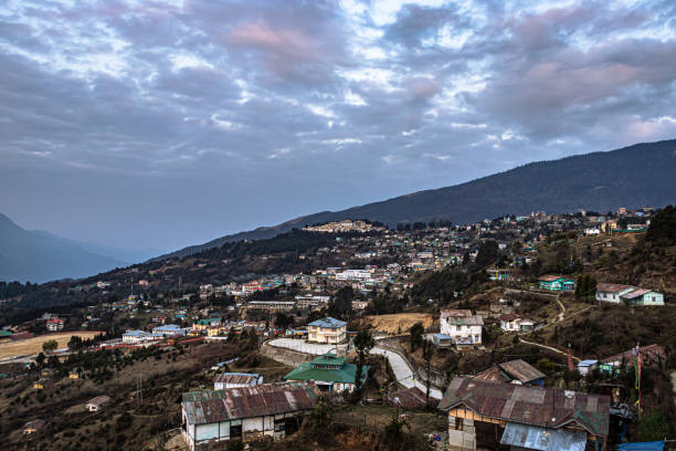 istock tawang city view from mountain top at dawn from flat angle 1330889057