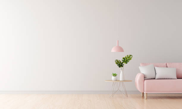istock Pink sofa in white living room with free space for mockup,3D rendering 1330890777