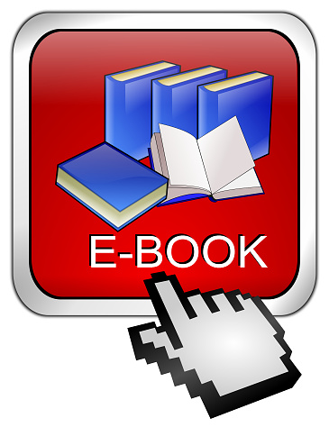 e-book button with cursor - 3D illustration
