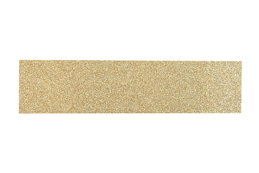 Gold colored glitter flat ribbon (Clipping Path) on the white background