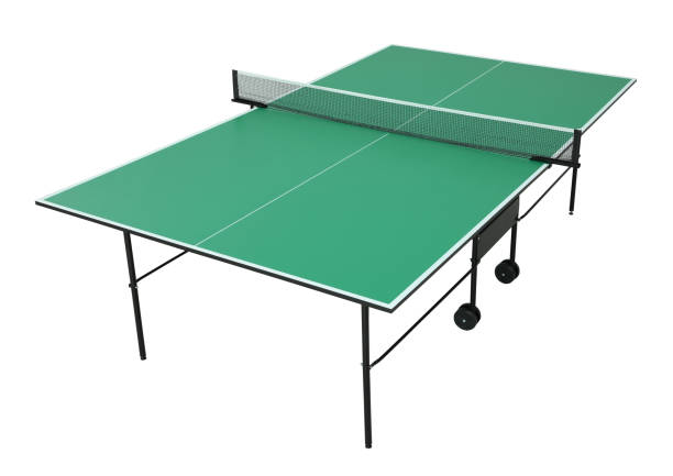 istock Green ping pong table isolated on white 1330894072