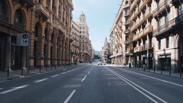 Barcelona main central street, coronavirus outbreak