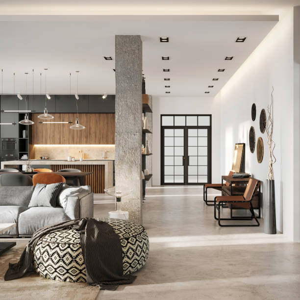istock Modern loft apartment interior corridor anteroom 1330898254