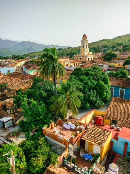 high point of view of Trinidad, Cuba elevated point of view of the old town of Trinidad, Cuba. Trinidad is a town in Cuba. 500-year-old city with Spanish colonial architecture is UNESCO World Heritage site. trinidad culture stock pictures, royalty-free photos & images