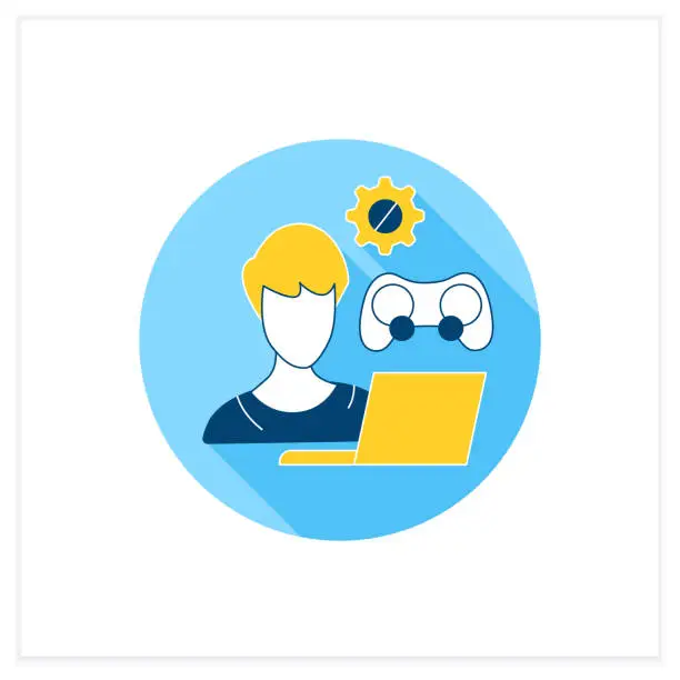 Vector illustration of Game developer flat icon