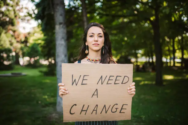 Photo of Young activist / protester with a 