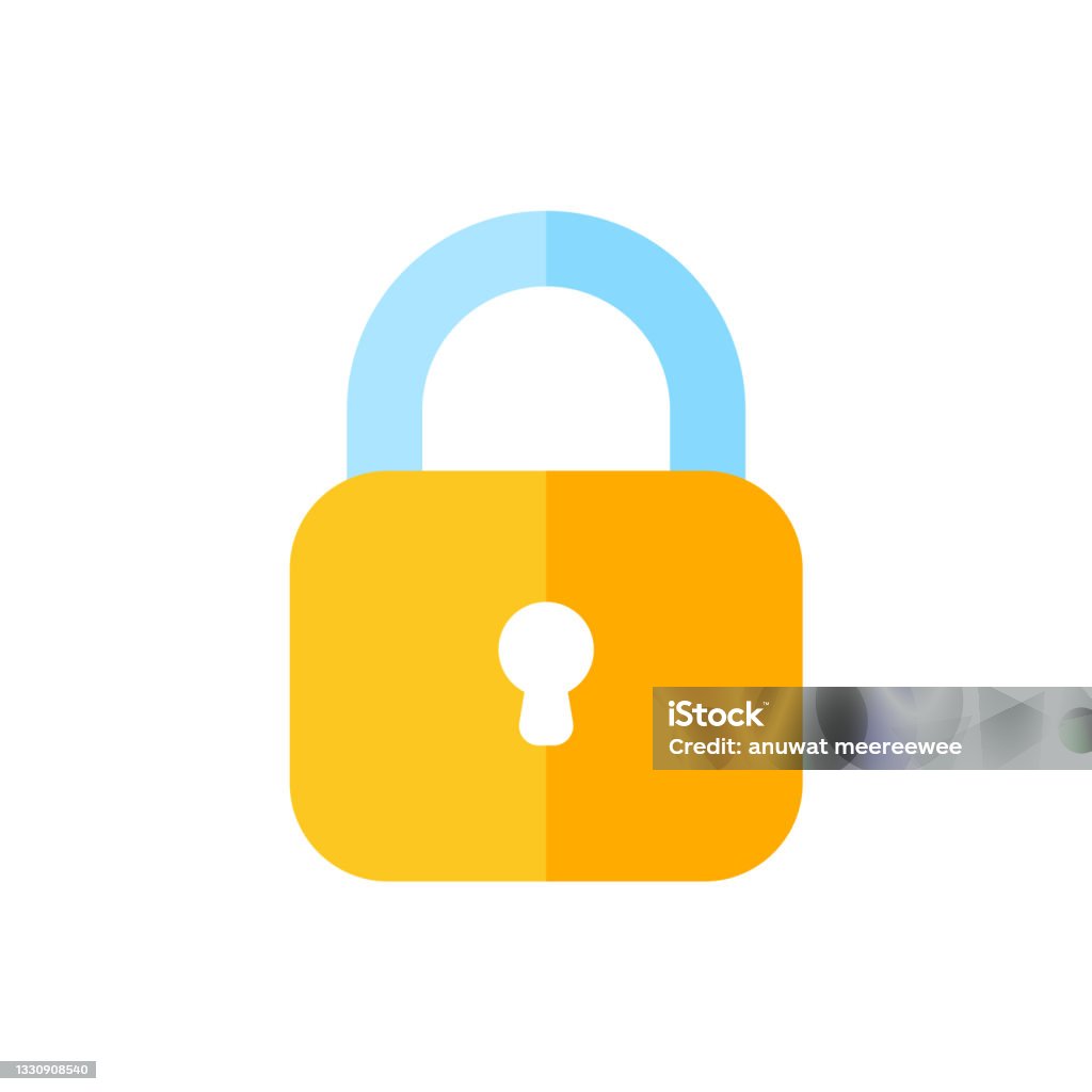Encryption Yellow Yellow Padlock For Locking The Information On The Computer Data ...