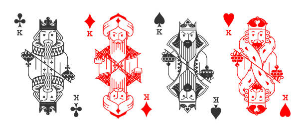 카드 놀이에서 왕 - king stock illustrations