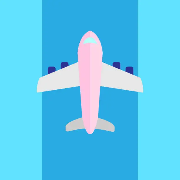 Vector illustration of Airport, Airplanes on Airfield Vector
