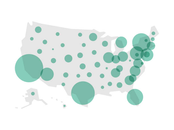 usa map covid areas - amerikanın eyalet sınırları illüstrasyonlar stock illustrations