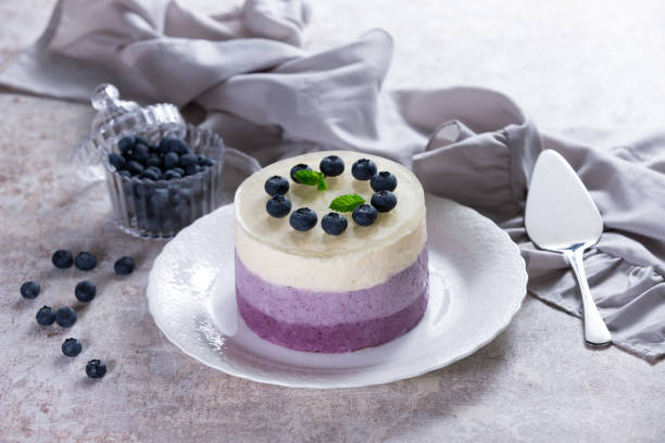 istock Blueberry layered cheesecake with blueberries 1330914483