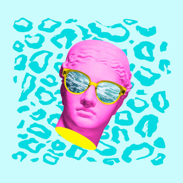istock Modern conceptual artwork with ancient statue head. Contemporary artwork, zine collage. 1330919974