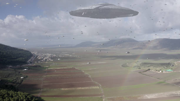 istock ufo's Armada fleet heading toward mother ship,aerial view 1330921370