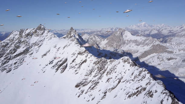 Winter alps mountain view from Punta Helbronner, Italy.