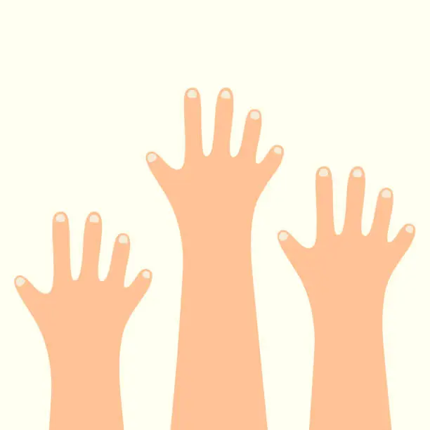 Vector illustration of Illustration of group of hands raised in giving