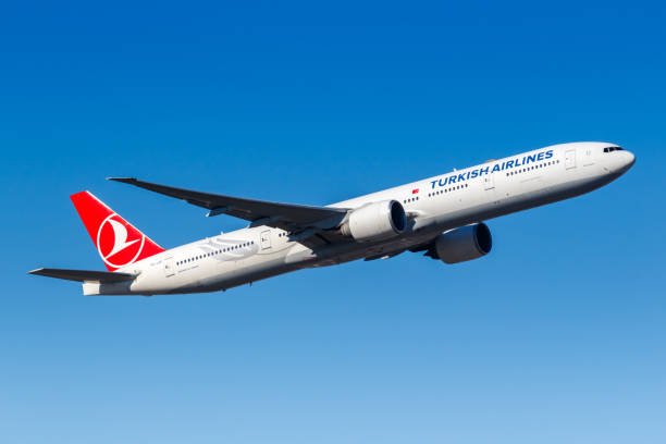 Turkish Airlines Boeing 777-300ER airplane Frankfurt Airport in Germany stock photo