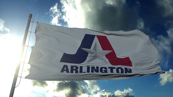 Flag of Arlington, city of Texas, United States of America. 3d rendering.