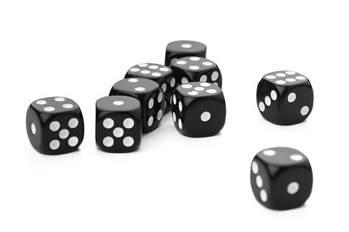 black dice on a white background