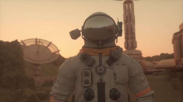 istock Astronaut on the surface of Mars. Mars colonization concept. 3d rendering 1330925588