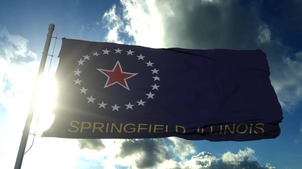 Springfield flag, Illinois, United States of America. 3d rendering Springfield flag, Illinois, United States of America. 3d rendering. springfield new jersey stock pictures, royalty-free photos & images