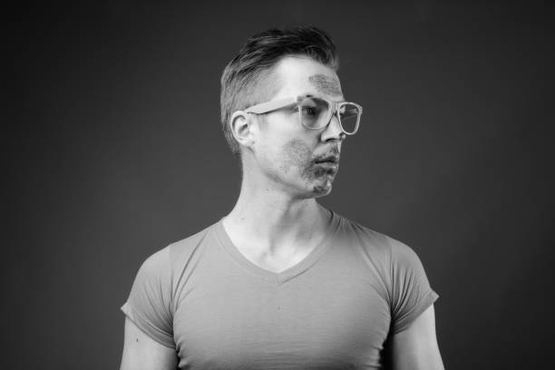 istock Young handsome man with eyeglasses in black and white 1330926923