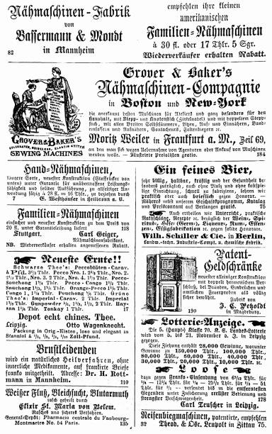 istock Ads in a German magazine 1867 incl. sewing machines 1330927686