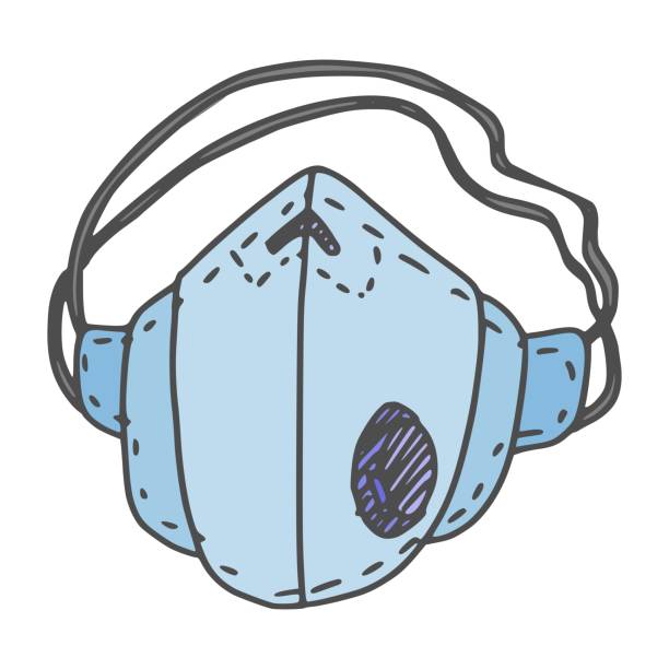 medical protective mask with valve. doodle image medical protective mask with valve. doodle image on stock ventilator background stock illustrations