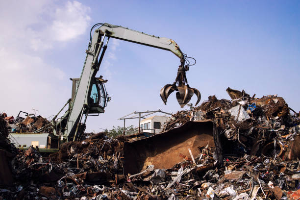 istock Industrial scrap metal recycling in junkyard. 1330931495