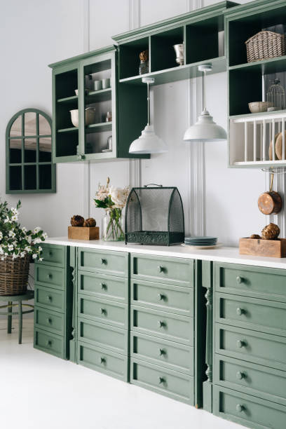 Stylish kitchen counter with lots of drawers