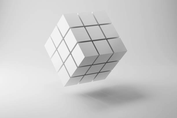 istock 3d render of cube made of small blocks. Abstract background. Business concept 1330934098