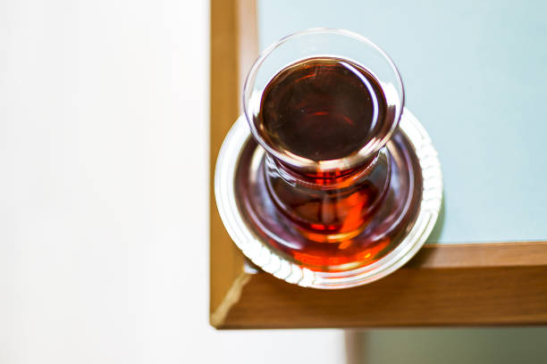 breakfast turkish tea - two objects cup saucer isolated imagens e fotografias de stock