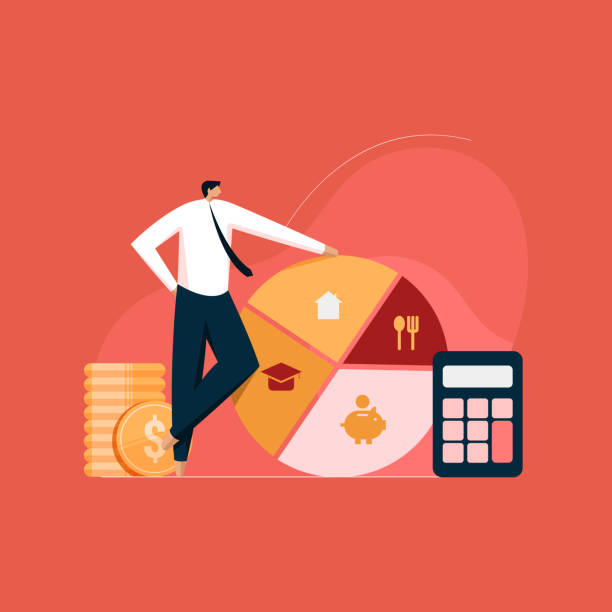 stockillustraties, clipart, cartoons en iconen met personal income and expense management, family budget strategy and planning - munt culinair illustraties