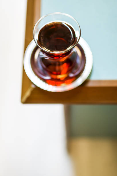 breakfast turkish tea - two objects cup saucer isolated imagens e fotografias de stock