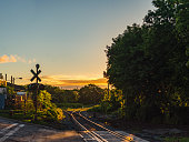 Train X-Crossing in the early Morning