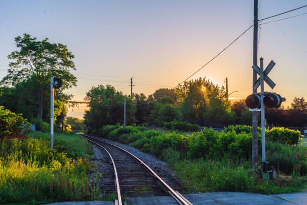 Train X-Crossing in the early Morning in Hamilton, Ontario