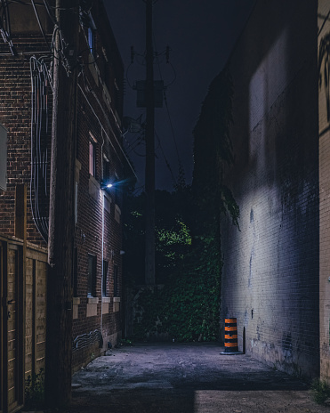 Back Alleyway at Night in Hamilton, Ontario