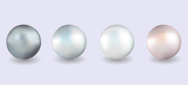 istock Realistic 3D pearls. A set of rounded pearlescent, shiny jewelry. Isolated objects with shadow. Round glossy gemstones with a glare.  Vector illustration. 1330940184