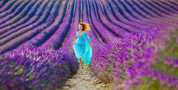 provence - beautiful woman in the beautiful lavender field